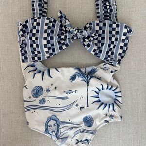 OndadeMar Blue and White One Piece Swimsuit